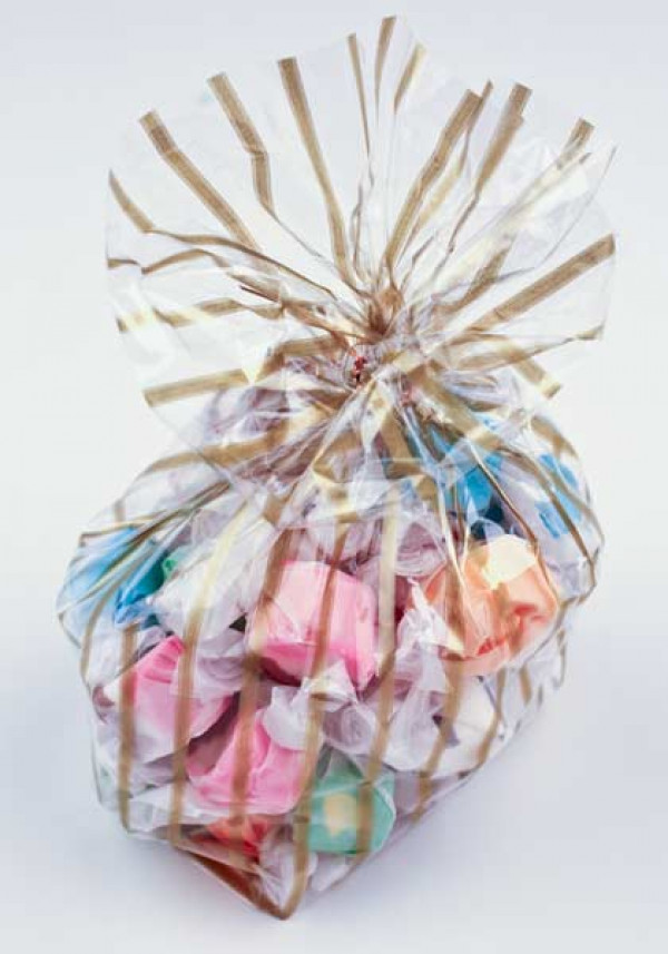 Sacs à pliure latérale imprimés bandes dorées 10.2 x 6.4 x 24.1cm   (100 pièces)   [G4VSG]