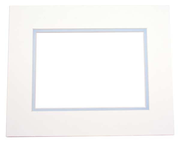 Double Mat. Ivory/Light Blue 27 x 34cm Inner Cut 40.6 x 50.8cm (10 Pieces) [MD20030]