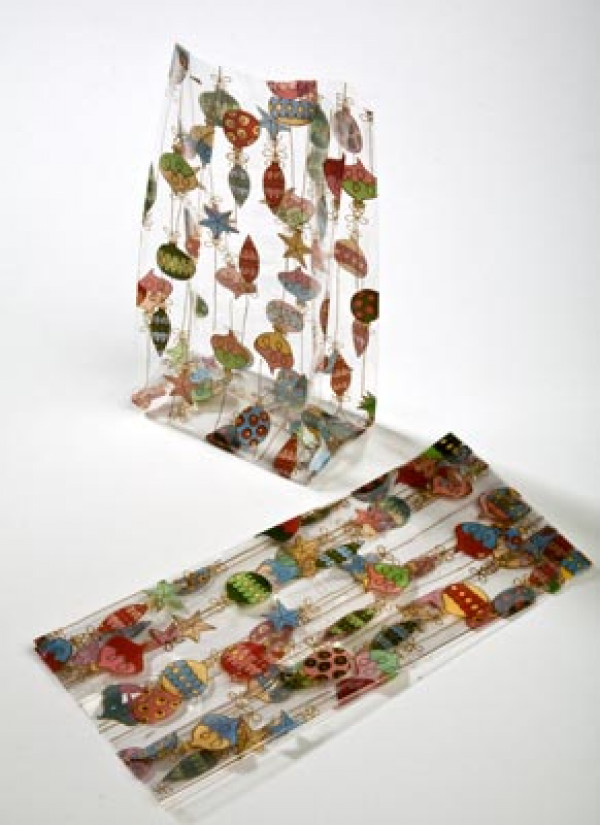 Sacs à pliure latérale imprimés décorations de noël 10.2 x 6.4 x 24.1cm (100 pièces) [G4ORN]