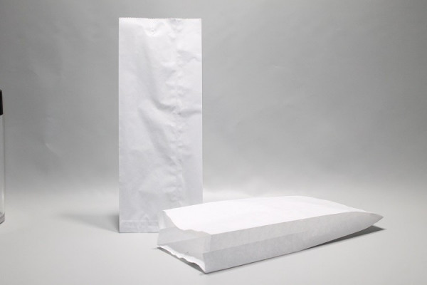 Sacs papier blanc à soufflet en cellulose 35 grammes (contenance 2kg) 14x6x35 cm (100 pièces) [PAV1415]