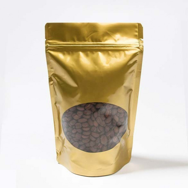 Gold Window Zipper Pouch Bags 7.9 x 5.1 x 13cm (115ml) (100 pieces) [ZBGO1G]