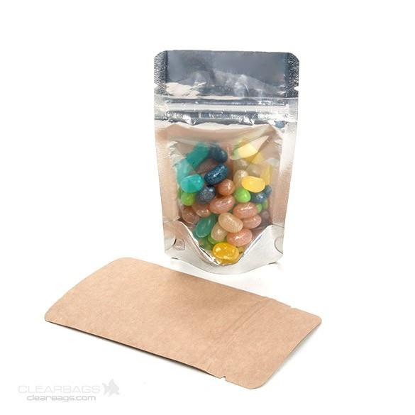 Kraft Backed Stand Up Zipper Pouch 7.9 x 5.1 x 13cm (115ml) (100 Pieces) [ZBGK1]