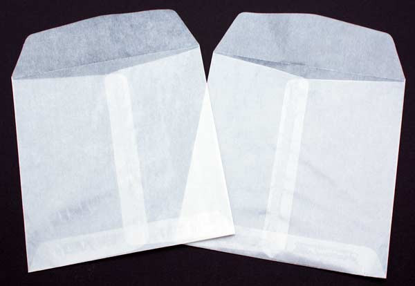 Enveloppes glassines avec collage au milieu 14x14cm (100 pièces) [G14]