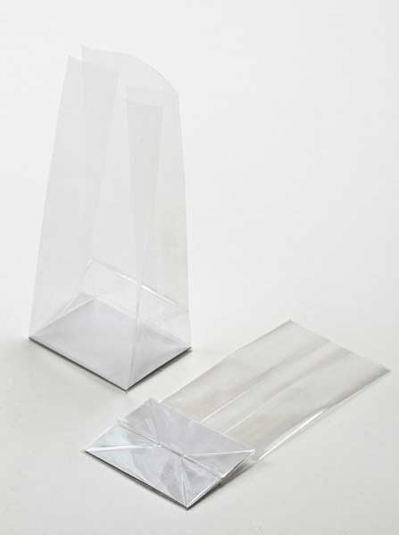 Sacs à fond carré en papier Ultra Transparent à soufflets 4.4 x 4.4 x 21.6cm (100 pièces) [FGPB10]