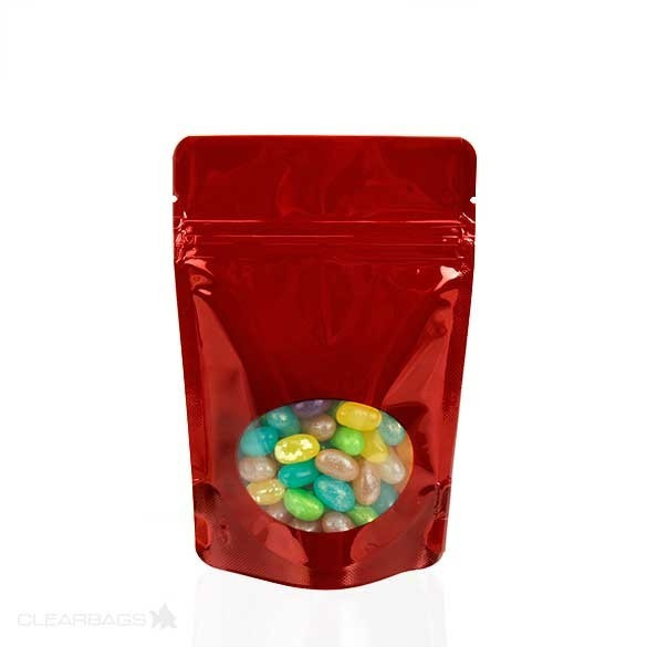 Red Window Zipper Pouch Bags 7.9 x 5.1 x 13cm (115ml) (100 pieces) [ZBGO1R]