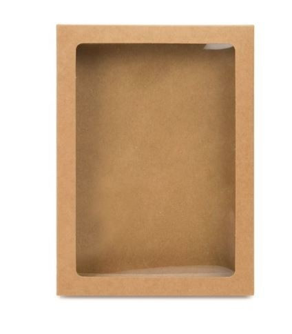 Boite en papier kraft à fenêtre avec feuille PET insérée 13.7 x 2.2 x 18.7 cm (25 Pièces) [WKRG266]