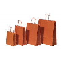Sac de course Orange - Papier Kraft 90 grammes - 22+10 x 31 cm (50 pièces) [PAM2231OR]