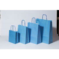Sac de course Bleu - Papier Kraft 90 grammes - 22+10 x 31 cm (50 pièces) [PAM2231BL]