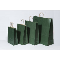 Sac de course Vert Foncé - Papier Kraft 90 grammes - 22+10 x 31 cm (50 pièces) [PAM2231DKGR]