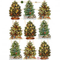 Découpes vintage, feuille 16,5x23,5 cm, arbre de Noël, 3flles [HOB-19303]
