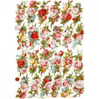 Découpes vintage, feuille 16,5x23,5 cm, bouquets de roses, 3flles [HOB-19321]