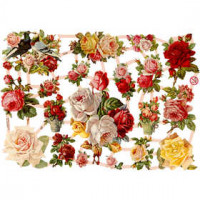 Découpes vintage, feuille 16,5x23,5 cm, roses nostalgiques, 3flles [HOB-19328]