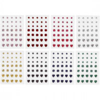 Pierres de strass, dim. 6+8+10 mm, rond, carré, coeur, 8flles [HOB-243730]