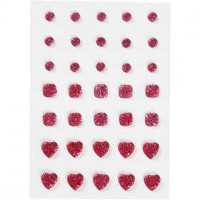 Pierres de strass, dim. 6+8+10 mm, rose, rond, carré, coeur, 35pièces [HOB-24376]