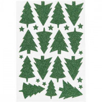 Autocollants scintillants, feuille 12x18,5 cm, vert, sapin de Noël, 1flles [HOB-27002]