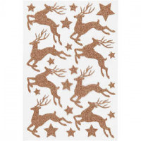 Autocollants scintillants, feuille 12x18,5 cm, copper, renne, 1flles [HOB-27003]