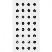 Rhinestones, D: 8 mm, 32 pcs, black [HOB-283802]