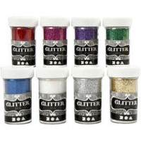 Paillettes - Assortiment, Couleurs assorties, 8x20gr [HOB-28428]
