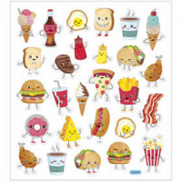 Stickers, sheet 15x16,5 cm,  27 pc, fast food, 1sheet