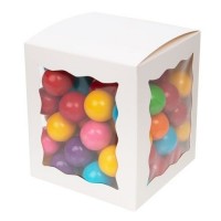 boite en kraft blanc avec fenètres sur 3 cotés 10.2x10.2x11.7 cm (25 pieces) [WGWG349)