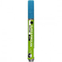 Marqueur pour verre et porcelaine, largeur de trait: 2-4 mm, turquoise, pailleté - semi opaque, 1pièce [HOB-31307]