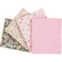 Tissu Patchwork, dim. 45x55 cm, 100 g/m2, 4 pièces, rose [HOB-44178]