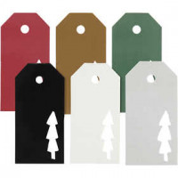 Étiquettes cadeaux, dim. 5x10 cm,  300 gr, sapin de Noël, 6x15pièces [HOB-50979]