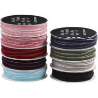 Ruban velours, l: 6 mm, Couleurs assorties, 9x10m [HOB-51310]