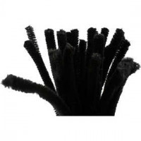 Fil chenille, épaisseur 9 mm, L: 30 cm, noir, 25pièces [HOB-51608]