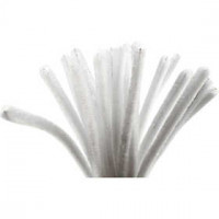 Fil chenille, épaisseur 9 mm, L: 30 cm, blanc, 25pièces [HOB-51609]