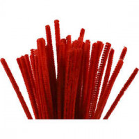 Fil chenille, épaisseur 6 mm, L: 30 cm, rouge, 50pièces [HOB-51613]