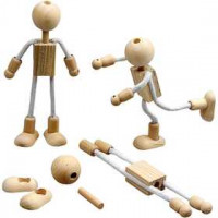 Flexi bonhommes, h: 12 cm, bois mélangé, 4sets [HOB-517760]