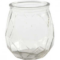 Bougeoir en verre, h: 10,5 cm, d: 9,5 cm, 6pièces, la taille du trou 7,3 cm [HOB-55792]