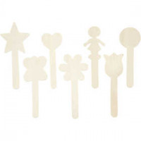 Bâtons avec figurines, h: 15 cm, bouleau, 7pièces [HOB-564862]