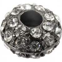 Perles en pierre de strass, dim. 7x12 mm, diamètre intérieur 4 mm, 2 pièces [HOB-60135]