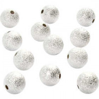 Perles scintillantes, d: 10 mm, la taille du trou 1,5 mm, argenté, 20pièces [HOB-60666]