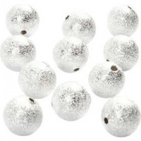 Perles scintillantes, d: 12 mm, la taille du trou 1 mm, argenté, 20pièces [HOB-60668]