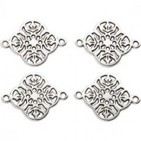 Pendentif, d: 15 mm, la taille du trou 1,2 mm, argenté, 4pièces [HOB-61174]