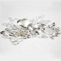 Pendentifs et perles exclusifs, dim. 1849 gr, 32 sacs, argent brossé [HOB-61521]