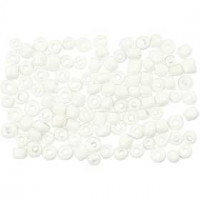Rocailles, dim. 8/0 , d: 3 mm, blanc, 25gr, la taille du trou 0,6-1,0 mm [HOB-682001]