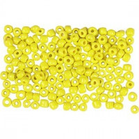 Rocailles, dim. 8/0 , d: 3 mm, jaune, 25gr, la taille du trou 0,6-1,0 mm [HOB-682011]