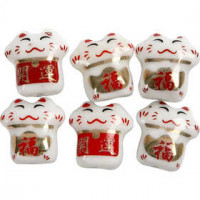 Perles figurines en porcelaine, d: 14 mm, la taille du trou 2,5 mm, 20pièces [HOB-68767]