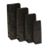 Sacs en papier à fond plat en kraft noir avec protection intérieur imperméable 60+40 g/m² 10.5 x 6.5 x 28 cm (100 pièces) [PABZ1028]