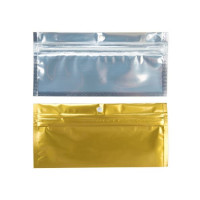 Sac zip métallisé transparent/dos or et troue de suspension, 5x5mcm (100 Pieces) [HZBB9CG]