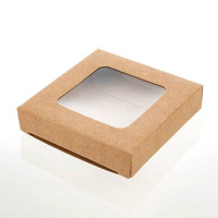 Boite en papier kraft à fenêtre avec feuille PET insérée 7.0 x 1.4 x 6.8cm (25 Pièces) [WKRG277]