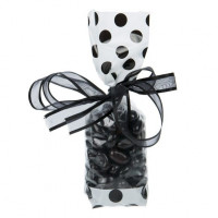 Sachet imprimé avec fond blanc et pois noirs aux extrémités, 5.1 x 4.8 x 24.1 cm (100 Pieces) [G1WB]
