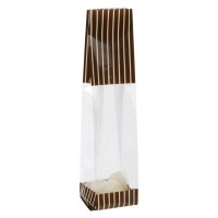 Sachets impimés avec rayures marron/crème 5.1 x 4.8 x 24.1 cm, (100 Pieces) [G1BNC]