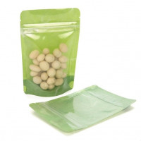 Sac en papier de riz vert avec avant transparant, 10.2 x 6 x 15.2 cm (57  g) (100 pièces) [ZBGR2GRC]