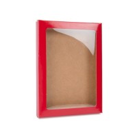 Boîte à fenêtre en papier rouge brillant avec feuille PET insérée 11.5 x 1.5 x 15 cm, A2 (25 Pieces) [WGRG3]