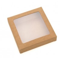 Boite en papier kraft à fenêtre avec feuille PET insérée 10.5 x 2.2 x 10.5cm (25 Pièces) [WKRG245]